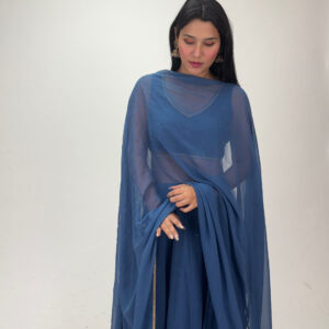 plain blue lahenga