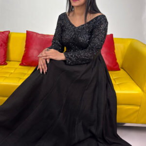 black sequence gown
