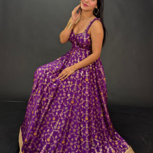 purple gown with meenakari work