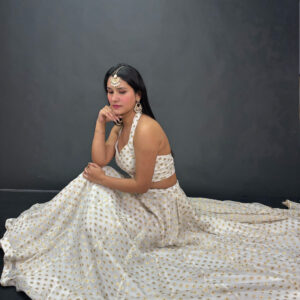 white viscose georgette lehenga