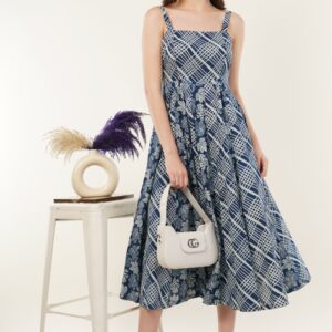 indigo print dress