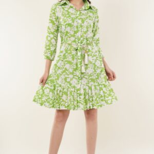 flared silhouette green dress
