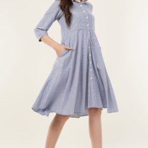 blue striped shirt dress