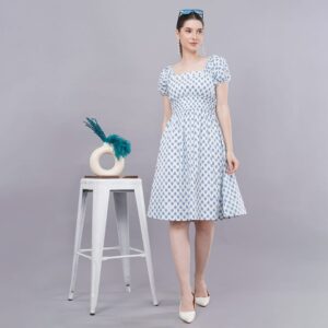 white & blue dress